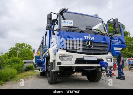 Schlagsdorf, Germania, 31 maggio 2026: Camion della THW, German Technisches Hilfswerk, Federal Agency for Technical Relief, Federal Civil Protection OR Foto Stock