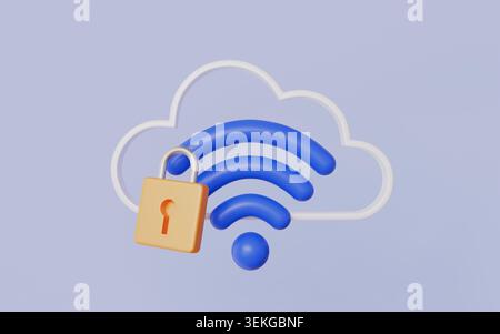 Internet wifi di sicurezza e rete privata, simbolo del segnale wireless, tecnologia informatica protetta Foto Stock