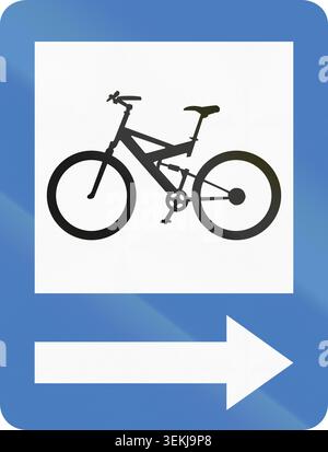 Segnaletica stradale informativa in Colombia: Pista ciclabile sulla destra Foto Stock
