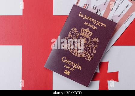 Passaporto della Georgia, visto georgiano per viaggi internazionali e vacanze. Passaporto georgiano come sfondo per il tuo disegno Foto Stock