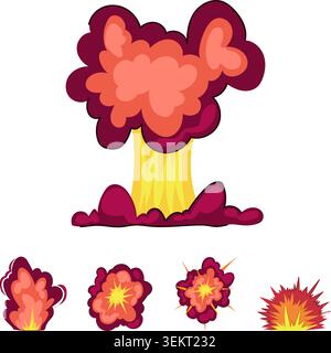 Collezione Cartoon Explosion e Blast Effects Illustrazione Vettoriale