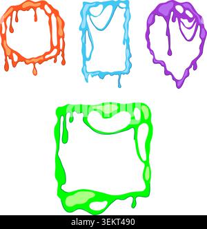 Design colorato del set di cartoni animati con struttura liquida Illustrazione Vettoriale