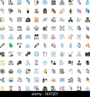 Raccolta di icone relative a business, tecnologia e salute Illustrazione Vettoriale