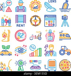 Raccolta di diverse icone commerciali e industriali Illustrazione Vettoriale
