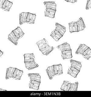 stampa senza cuciture bozza di un vecchio giornale disegnata a mano Illustrazione Vettoriale