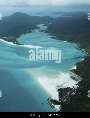 Vista aerea della spiaggia di Whitsunday Island, Airlie Beach, Queensland, Australia Foto Stock