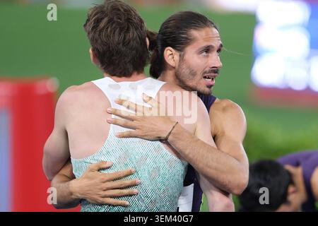 Roma, Italia. 4 giugno 2026. Gabriel Tual di Francia, gareggia nei 800 metri maschili durante il Golden Gala Pietro Mennea, la quarta tappa della 17a edizione della WANDA Diamond League allo Stadio Olimpico il 4 giugno 2026, Roma, Italia. Crediti: Roberto Tommasini/Alamy Live News Foto Stock