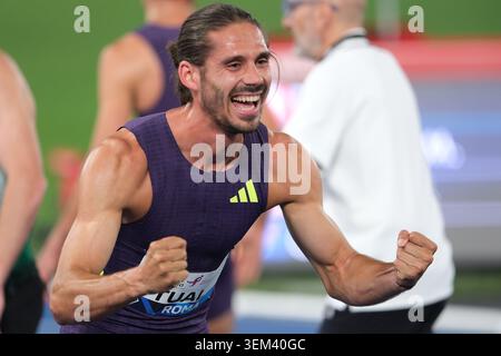 Roma, Italia. 4 giugno 2026. Gabriel Tual di Francia, gareggia nei 800 metri maschili durante il Golden Gala Pietro Mennea, la quarta tappa della 17a edizione della WANDA Diamond League allo Stadio Olimpico il 4 giugno 2026, Roma, Italia. Crediti: Roberto Tommasini/Alamy Live News Foto Stock