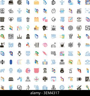Raccolta diversificata di grafici di set di icone isometriche Illustrazione Vettoriale