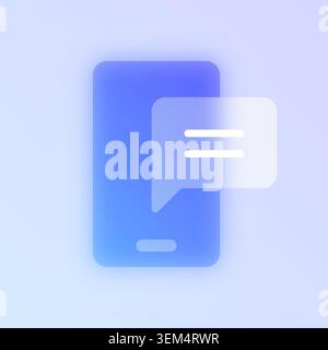 Icona del glassmorfismo della chat mobile. Illustrazione Vettoriale