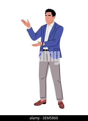Un uomo d'affari gesta con sicurezza e intelligenza Illustrazione Vettoriale