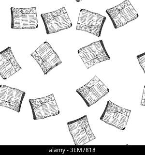 cronologia dei pattern senza cuciture disegno di un vecchio giornale disegnato a mano Illustrazione Vettoriale