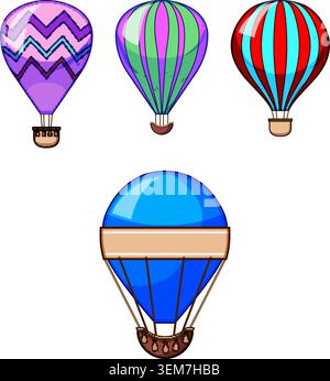 Quattro palloncini colorati che galleggiano liberamente Illustrazione Vettoriale