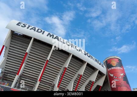 PALMA DE MALLORCA - SPAGNA - 5 GIUGNO: Estadi Municipal de Son Moix per la partita di qualificazione ai Mondiali di calcio femminile 2027 tra Spagna e Inghilterra all'Estadi Municipal de Son Moix il 5 giugno 2026 a Palma di Maiorca, Spagna. Foto Stock