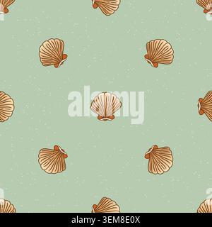 Motivo vintage Coastal Shell senza cuciture texture sottili sfondo etnico Tribal Beach Illustrazione Vettoriale