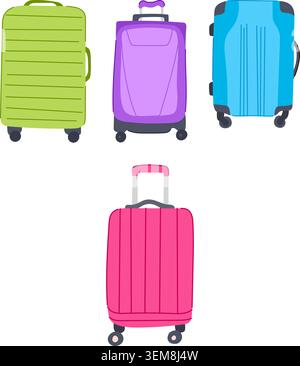 Vari bagagli rotabili colorati per viaggi e vacanze Illustrazione Vettoriale
