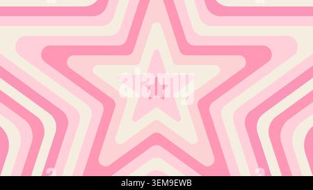 Un vivace design retrò a stella in tonalità rosa tenui, che irradia energia nostalgica con onde pastello a strati Foto Stock