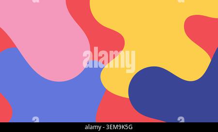 Colori audaci e forme fluide e fluide creano un'atmosfera astratta divertente e moderna, perfetta per progetti digitali, sfondi di social media e progetti di branding creativi Foto Stock