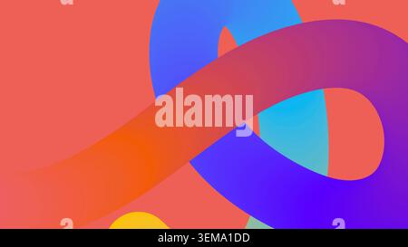Moderno sfondo astratto con nastri sfumati rosa e viola su un morbido sfondo blu. Perfetto per arte digitale, grafica di branding e progetti di motion design Foto Stock