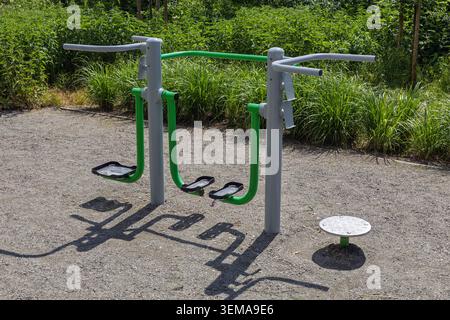 Palestra all'aperto con stepper nel parco pubblico Foto Stock