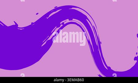 Uno sfondo astratto brillante con un flusso dinamico di vernice viola su una base morbida color pastello, ideale per il design digitale, il branding creativo e i moderni concetti visivi Foto Stock