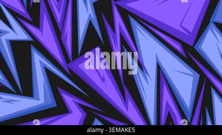 Sfondo audace in stile graffiti con forme nitide del lampo in tonalità viola, giallo e blu, che creano un'energica esplosione Street pop per una grafica dinamica Foto Stock