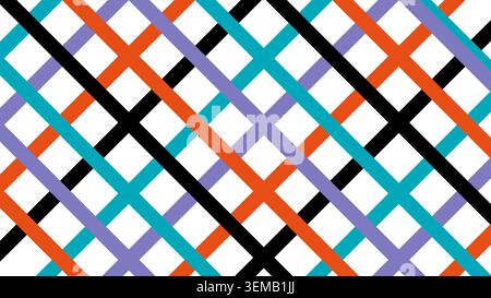 Motivo a righe diagonali semplice ma accattivante in tonalità arancione, verde acqua, viola e bianco. Ideale per un design moderno minimalista Foto Stock