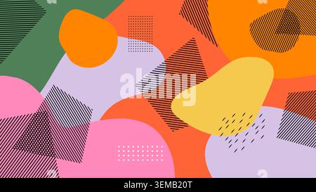 Una composizione astratta di tendenza con forme organiche colorate su una sfumatura blu uniforme. Adatto per il branding creativo, il web design, i layout digitali, le copertine delle presentazioni e i moderni concetti visivi Foto Stock