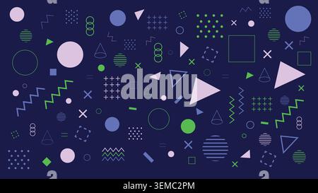 Un moderno motivo geometrico con blocchi di colore sovrapposti, ideale per branding, poster, web design, packaging, presentazioni e layout creativi contemporanei Illustrazione Vettoriale