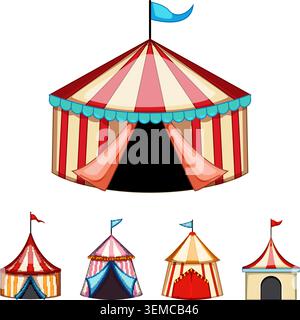 Collezione di colorate tende da circo Illustrazione Vettoriale