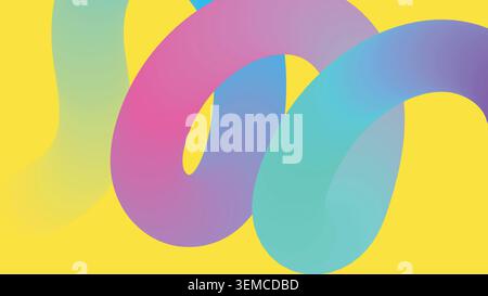 Design colorato astratto con gradienti fluidi dinamici in tonalità rosa, blu e ciano su sfondo giallo brillante. Perfetto per l'arte digitale, la grafica in movimento e i moderni progetti visivi Illustrazione Vettoriale