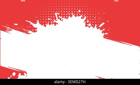 Sfondo con pennello rosso dinamico con elementi a macchie di mezzitoni, perfetto per banner, poster e grafica energica Illustrazione Vettoriale