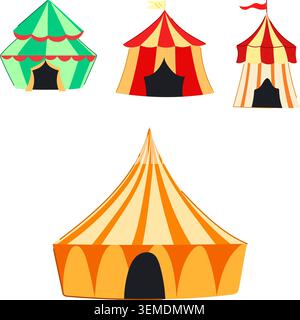 Colorate tende da circo che offrono divertimento e intrattenimento Illustrazione Vettoriale
