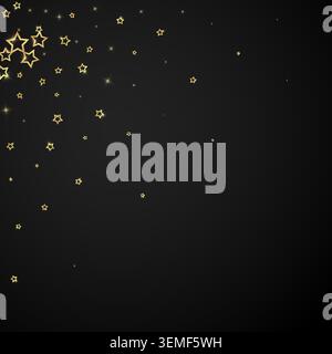Sovrapposizione vettoriale Christmas Stars. Confetti scintillanti di lusso Magic Stars. Spirito natalizio. Illustrazione vettoriale Festive Stars su sfondo nero. Illustrazione Vettoriale