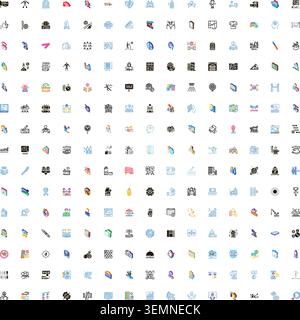 Ampia raccolta di icone diverse che illustrano vari concetti Illustrazione Vettoriale