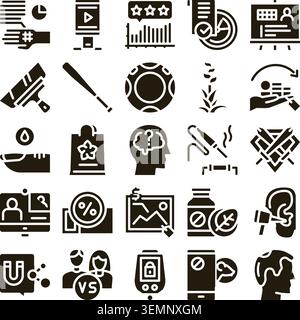 Una raccolta diversificata di icone del business e dell'hobby Illustrazione Vettoriale