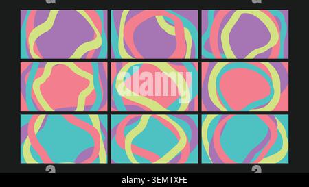 Vivaci loop astratti in colori pastello, che combinano energia giocosa e moderna. Ideale per il web design, il branding, l'arredamento per bambini e la grafica di ispirazione rétro. Illustrazione Vettoriale