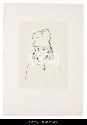 Berthe Morisot in silhouette di Édouard Manet, 1872–74, raffigurante il profilo di una donna con i suoi pensieri o sé interiore che emerge sopra la sua testa Foto Stock