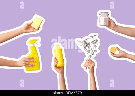 Prodotti per la pulizia ecologici e ingredienti naturali per una cura della casa sostenibile e una responsabilità ambientale Foto Stock