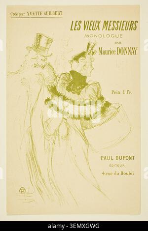 The Old Gentlemen di Henri de Toulouse-Lautrec, 1894, un monologo che presenta due figure maschili elegantemente vestite in forma caricaturata con caratteristiche facciali esagerate e abbigliamento formale Foto Stock