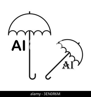 Icona vettoriale della sicurezza dell'intelligenza artificiale. La grafica supporta progetti di cybersecurity e gestione del rischio tecnologico. EPS 10. Illustrazione Vettoriale