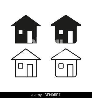 Set di icone minimaliste per la casa con vettore di variazioni continue e di contorno. Perfetto per la progettazione di home page di siti Web e dell'interfaccia utente di applicazioni mobili. EPS 10. Illustrazione Vettoriale