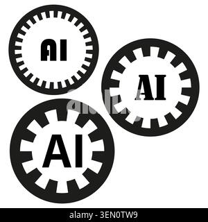 Vettore delle icone degli ingranaggi di intelligenza artificiale. La grafica supporta il branding tecnologico e le presentazioni di automazione industriale. EPS 10. Illustrazione Vettoriale