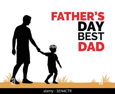 Festa del papà migliore silhouette papà genitore amore omaggio Illustrazione Vettoriale