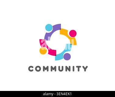 Persone community e icona CONNECT, lavoro di squadra Illustrazione Vettoriale
