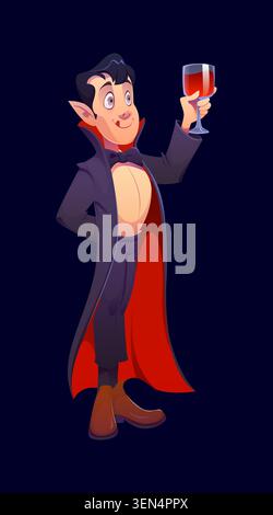 Halloween Dracula personaggio dei cartoni animati vestito da vampiro Illustrazione Vettoriale