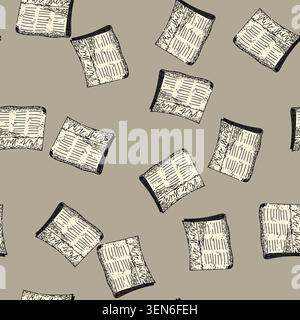 storia dei modelli vecchio giornale disegnato a mano. nostalgia retrò, stampa antica, cronaca periodica, illustrazione grafica vettoriale di vecchi giornali Illustrazione Vettoriale