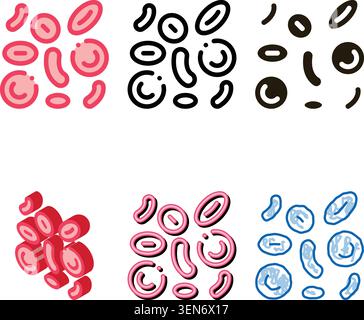 Eritrociti nell'icona del sangue Vector. Contorno confezione Erythrocyte in Blood Sign. Simbolo contorno isolato Illustrazione Vettoriale