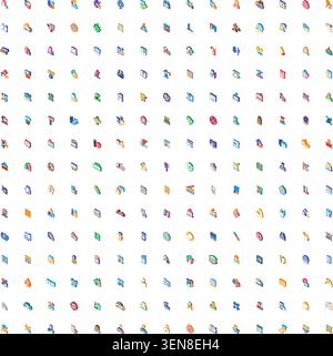 Set diversificato di piccoli elementi grafici 3d, ad esempio, che illustrano un'ampia gamma di concetti, azioni e oggetti comuni per l'interfaccia utente moderna e i web des Illustrazione Vettoriale