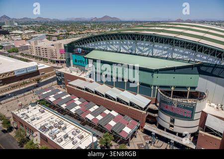 Phoenix, Arizona, Summit in centro a Copper Square, Chase Field, Arizona Diamondbacks, Major League Baseball MLB, stadio di baseball, vista aerea, sede di eventi sportivi, Foto Stock